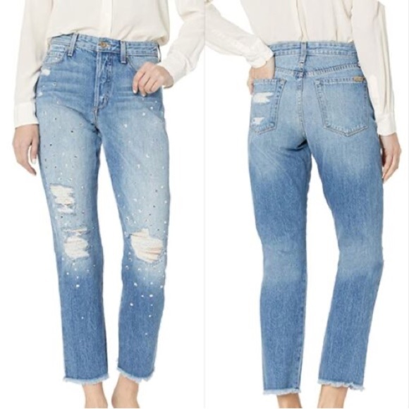 Joe Jeans Smith Rhinestone Crop Boyfriend Jeans - Picture 2 of 8